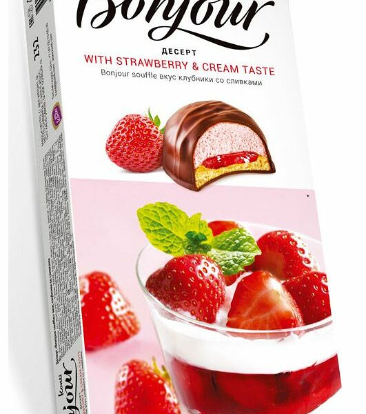 Десерт Konti Bonjour souffle Клубника со сливками 232г