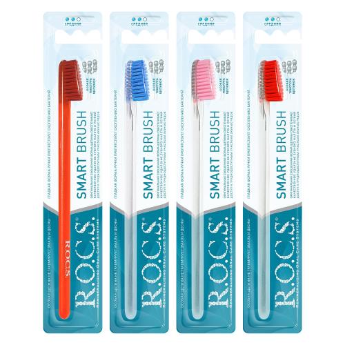 

Зубная щетка R.O.C.S. Smart brush классическая средняя 1 шт., цвет в ассортименте