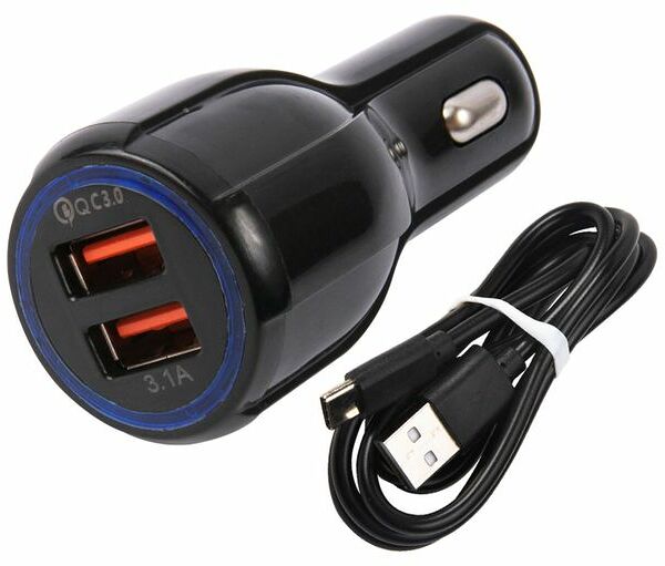 Автомобильное зарядное устройство AC-17 2USB QC 3.0, 18W + кабель Type-C черное ТМ mObility (Мобилити)