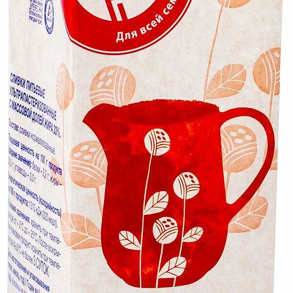 Сливки АШАН Красная птица 20%, 1000 г