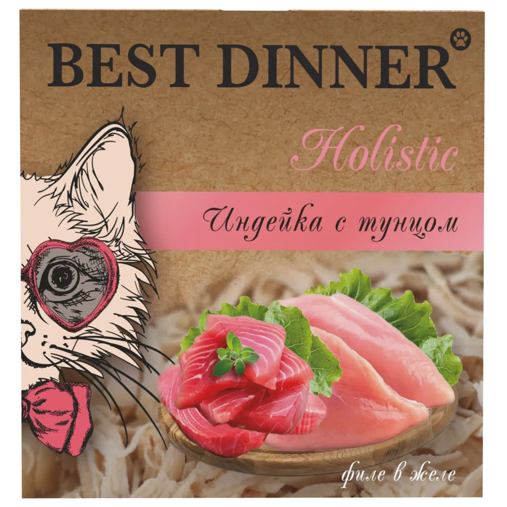 

Влажный корм Best Dinner Holistic для стерилизованных кошек, индейка с тунцом в желе 75 г
