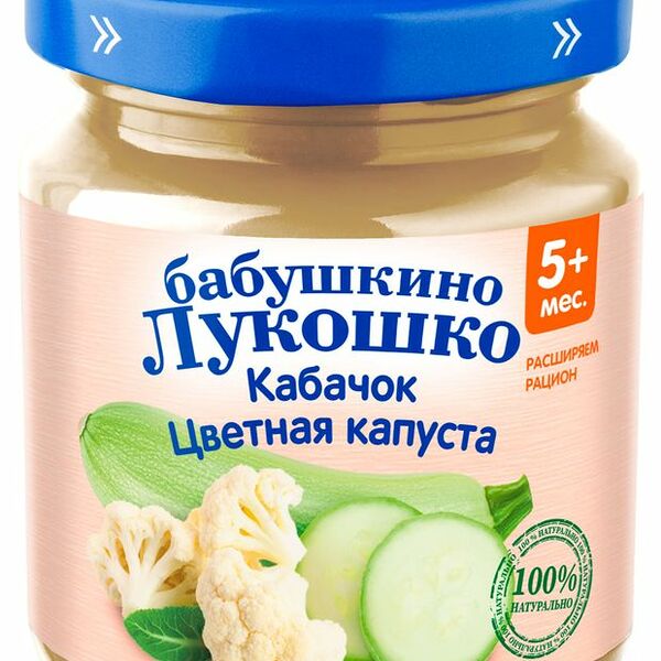 Пюре овощное Бабушкино Лукошко Кабачок-цветная капуста с 5 месяцев, 100 г