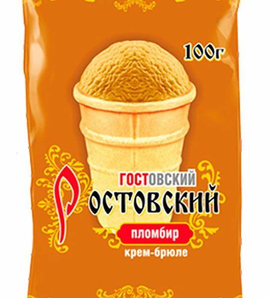 Мороженое пломбир Ростовский ГОСТовский крем-брюле в вафельном стаканчике 100 г