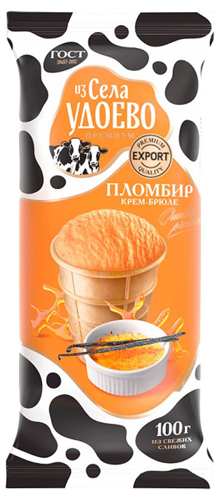 

Мороженое Из села Удоево пломбир крем-брюле в вафельном стаканчике 100 г