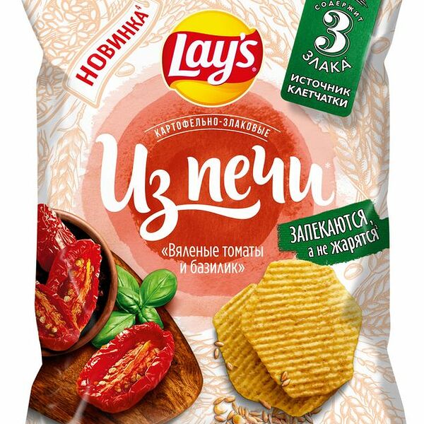 Чипсы Lay's из печи картофельно-злаковые вяленые томаты и базилик 81 г
