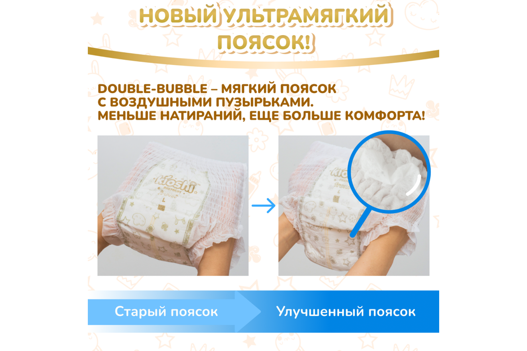 

Подгузники-трусики Kioshi Premium Ультратонкие XXL 16+кг 34 шт