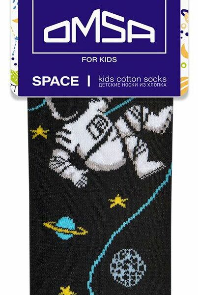 Носки детские Omsa Kids космос Nero/Turchese, размер 31-34, рисунок в ассорт-те