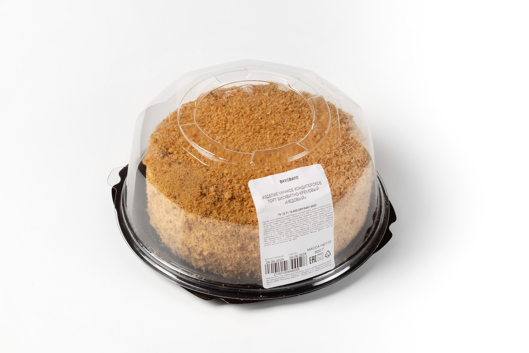 

Торт бисквитно-кремовый медовый ВкусВилл 600 г