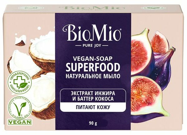 Мыло BioMio Superfood Экстракт инжира и баттер кокоса натуральное 90 г 