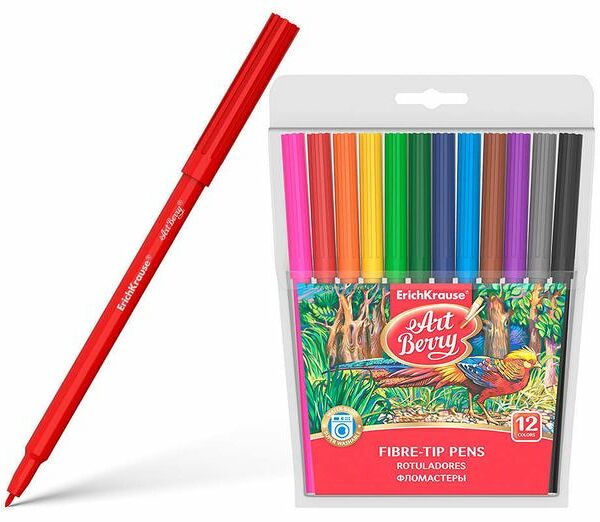 Фломастеры Erich Krause Art berry Rotuladores super washable 12 цветов