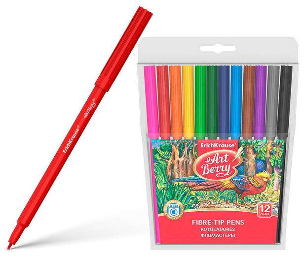 

Фломастеры Erich Krause Art berry Rotuladores super washable 12 цветов