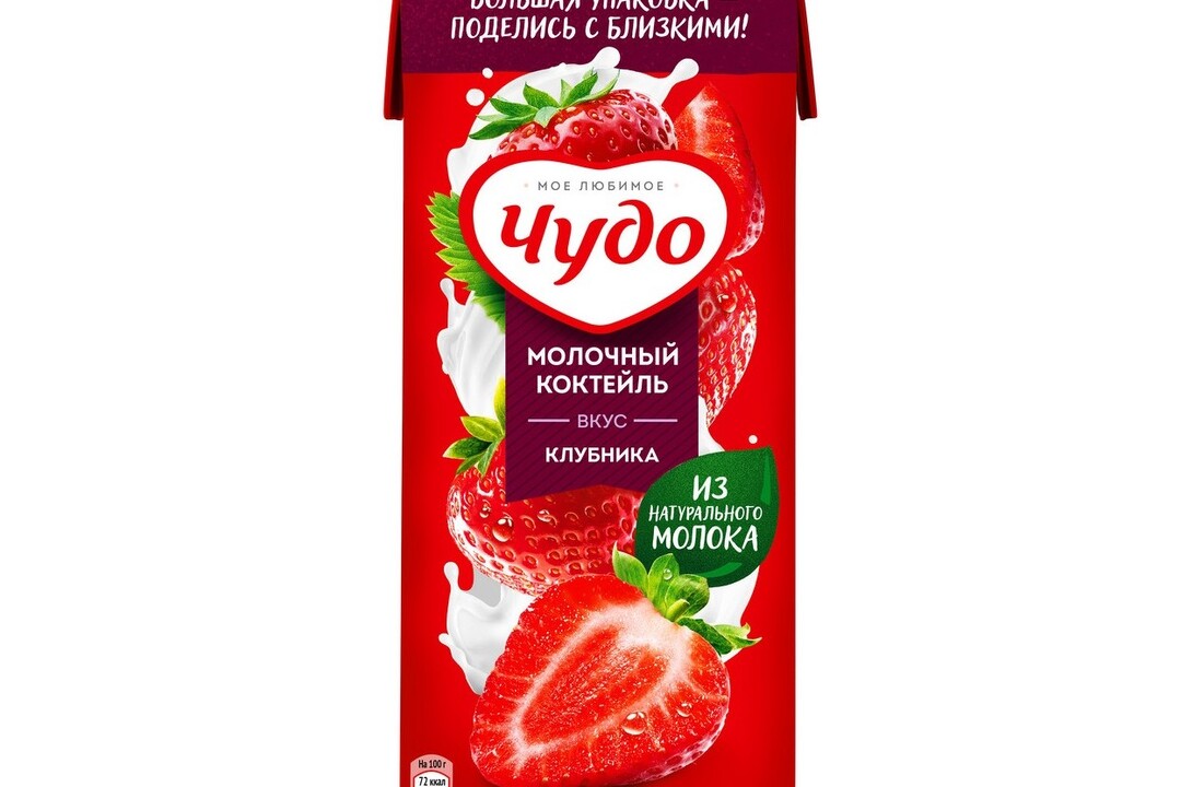 

Коктейль молочный Чудо со вкусом клубника 2% 960 г