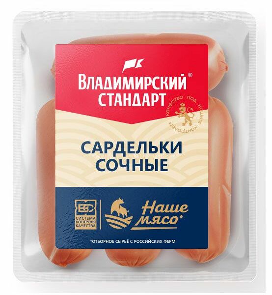 Сардельки Владимирский Стандарт Сочные вареные 320г