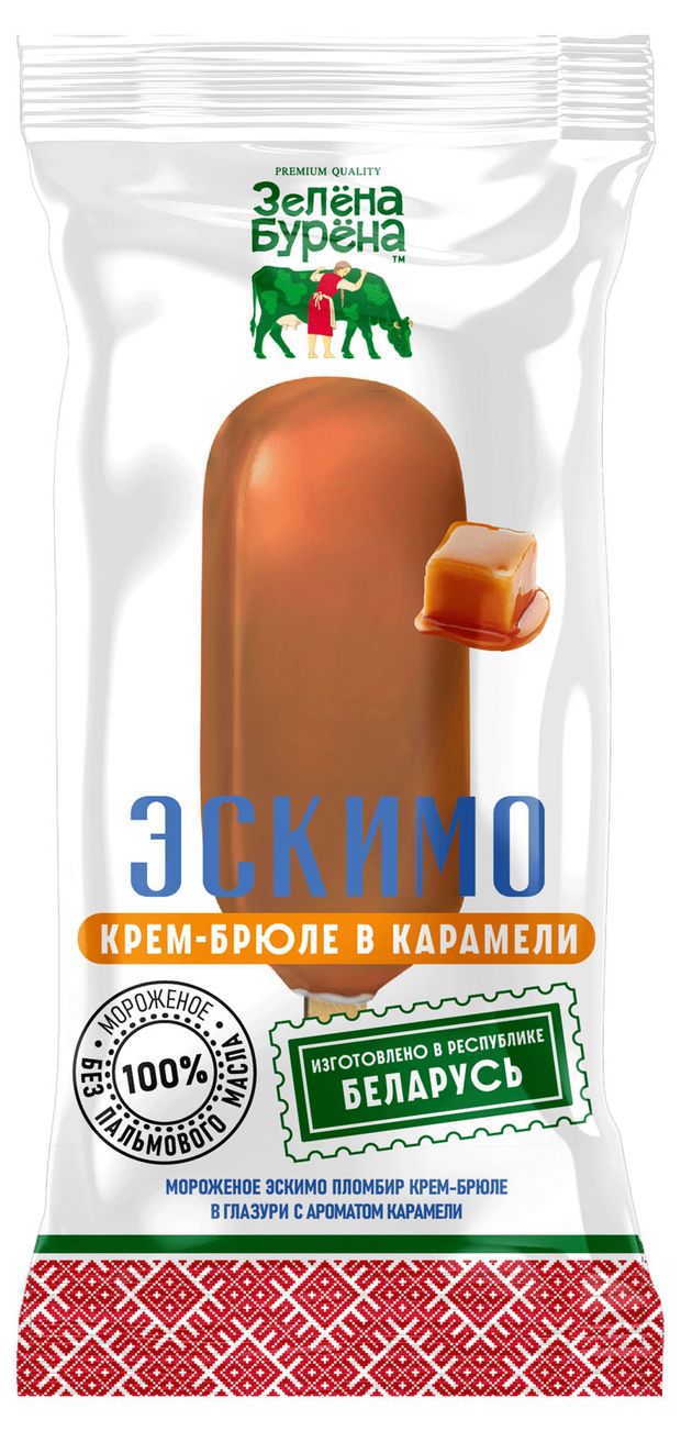 

Мороженое Зелёна-бурёна эскимо пломбир в карамельной глазури 70 г