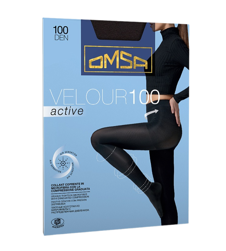 

Колготки женские OMSA Velour Active 100 den, неро, р 4