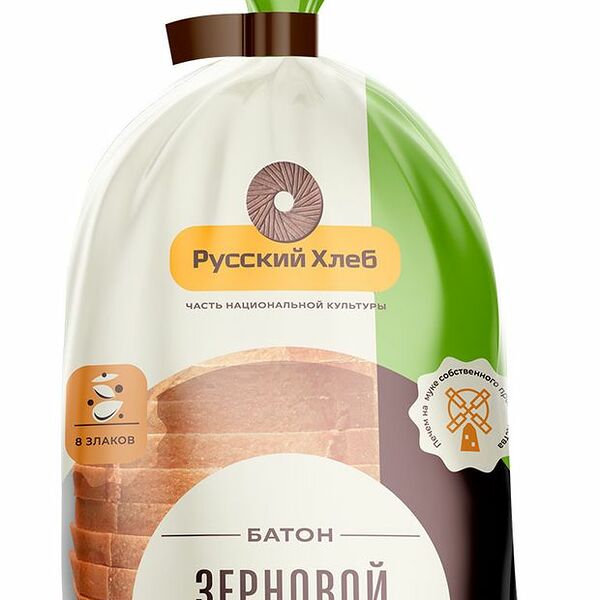 Батон зерновой тёмный Русский хлеб, нарезка 380 г