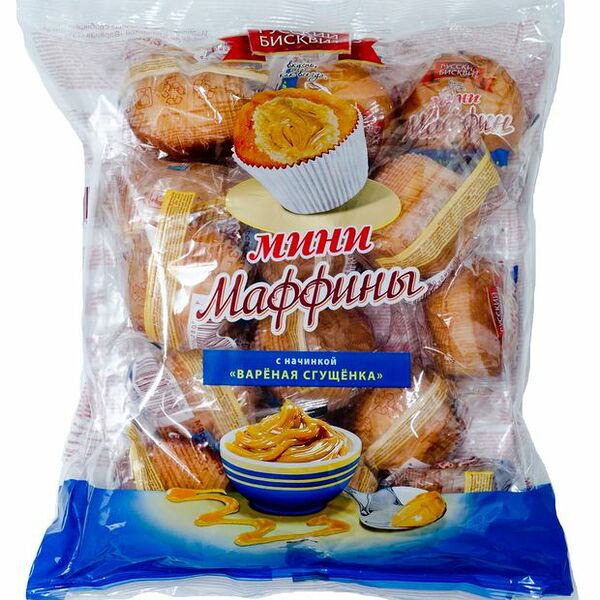 Мини-маффины Русский Бисквит с начинкой вареная сгущенка 465 г