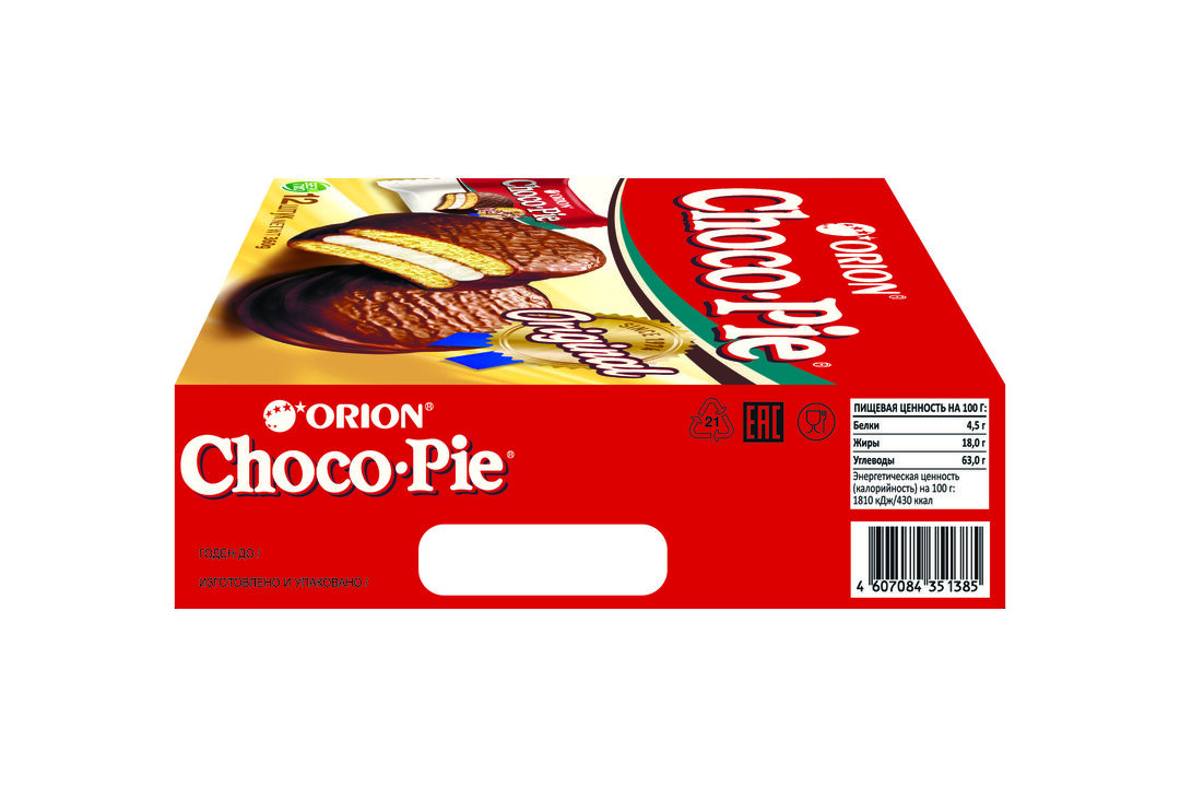 

Бисквит Choco Pie Orion 12 шт. 360 г дизайн упаковки в ассортименте