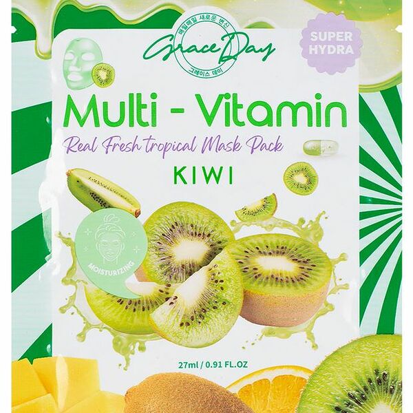 Маска тканевая Grace Day Multi-Vitamin Kiwi Mask с экстрактом киви 27 мл