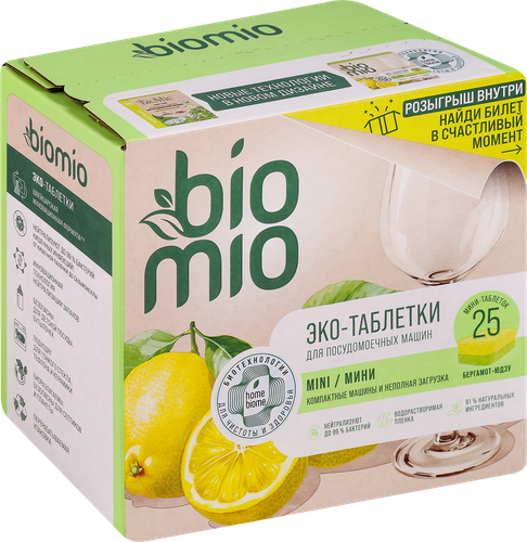 

Таблетки для посудомоечной машины BioMio Bio-tabs mini Бергамот и юдзу 25 шт. 250 г