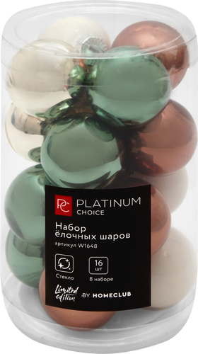 

Набор елочных игрушек Platinum Choice 3.5 см стекло: зеленый, карамельный, шампань, жемчужный 16 шт.