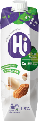 

Напиток растительный Hi с миндалем 1.8% 1 л