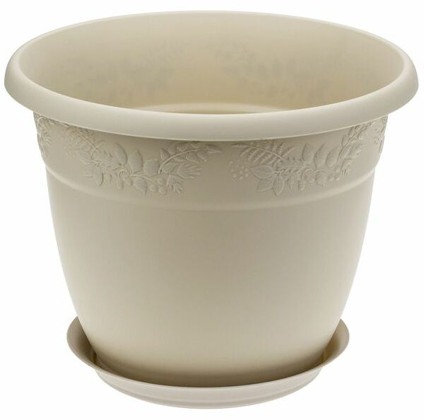 Кашпо с поддоном Рябина, цвет: латте 28х28х22 см