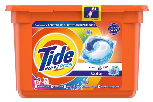 

Капсулы для стирки Tide Go Pods аромат Lenor, 15шт