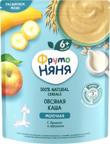 

Каша ФрутоНяня овсяная молочная банан яблоко с 6 месяцев 200 г
