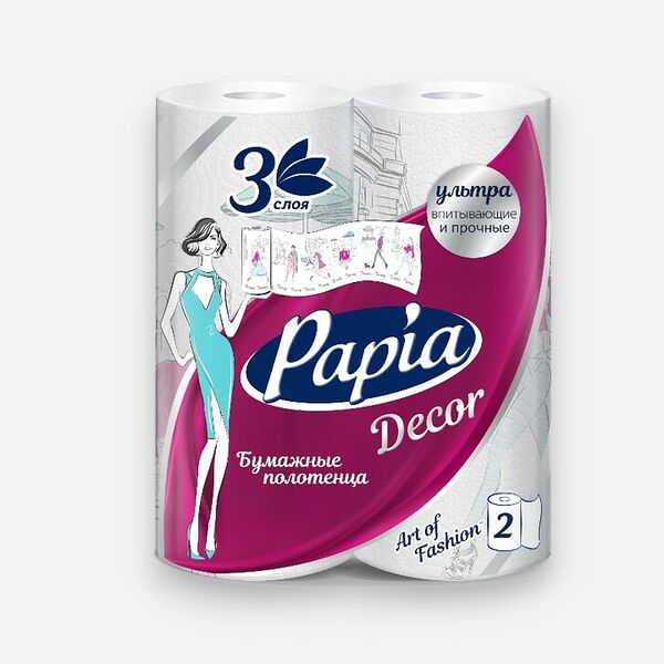 Бумажные полотенца Papia Décor 3-сл 2 шт