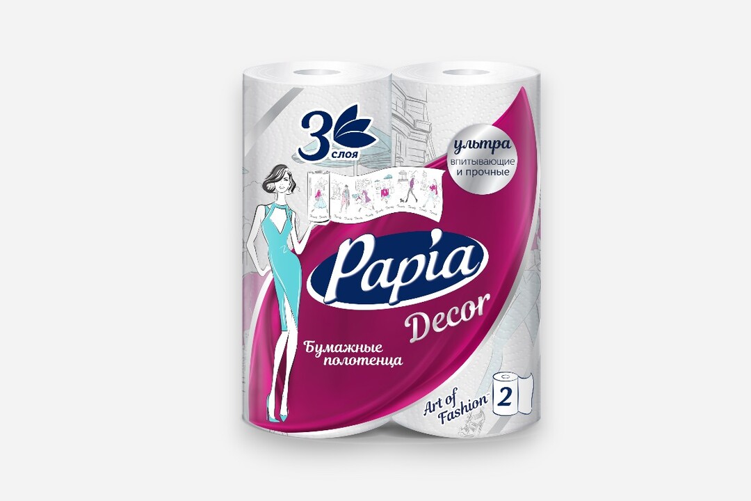

Бумажные полотенца Papia Decor 3 слоя 2 рулона