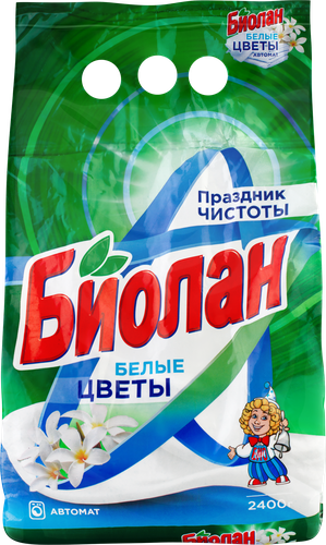 

Стиральный порошок Биолан Белые цветы автомат 2.4 кг