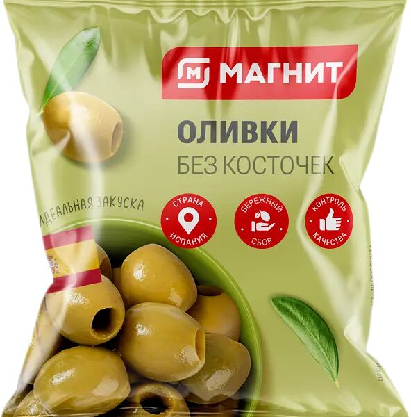 Оливки Магнит зеленые без косточки 170 г