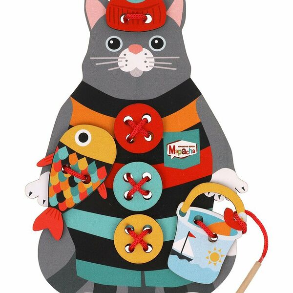 Шнуровка Mapacha Кот-рыболов, 6 деталей, шнурок