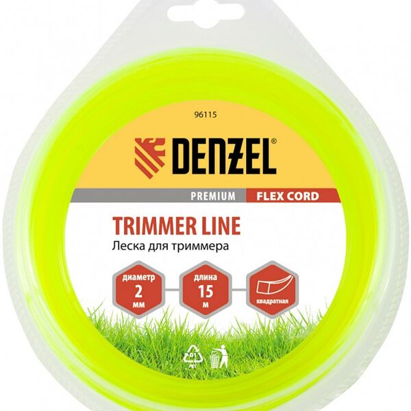 Леска для триммера Denzel Квадрат, 2 мм х 15 м