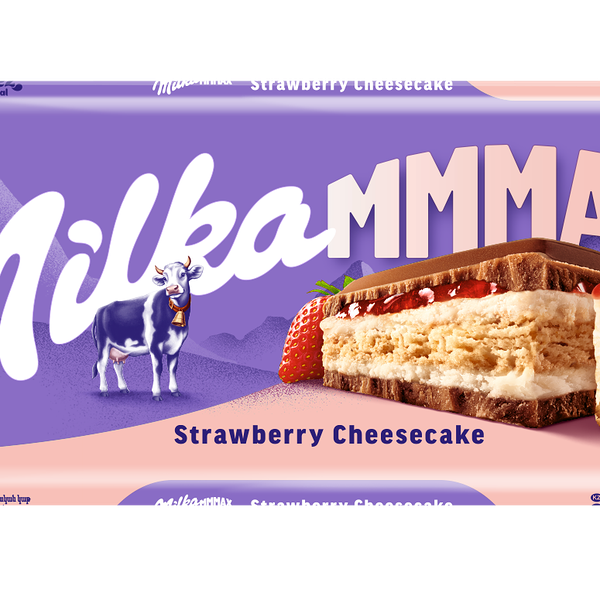 Шоколад молочный Milka Mmmax Strawberry Cheesecake (Клубничный чизкейк) с начинкой со вкусом чизкейка, клубничной начинкой и печеньем, 300г