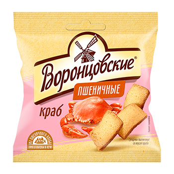 

Сухарики пшеничные со вкусом краба в слайсах, «Воронцовские», 80 г, Россия
