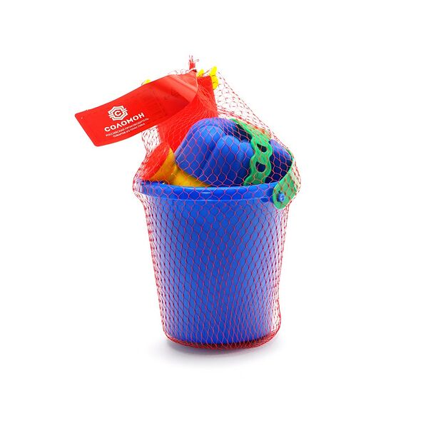 Набор для игр в песке Соломон ( ведро , грабли , лейка , 4 формочки )