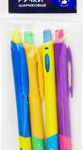 Набор ручек шариковых ЛЕНТА автоматические, синий, Арт. XFLTBL-7, 4шт