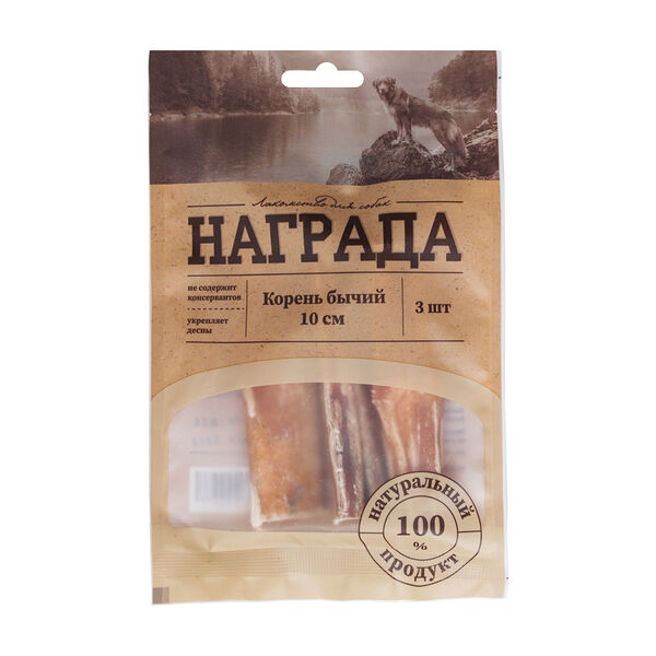 Лакомство для собак Корень бычий резаный, 10 см, 3 шт.