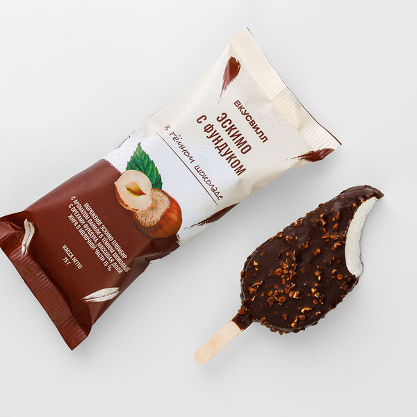 Эскимо в темном шоколаде с фундуком