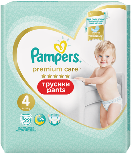 

Подгузники-трусики Pampers Premium Care для малышей 9-14 кг, 4 размер, 22 шт.