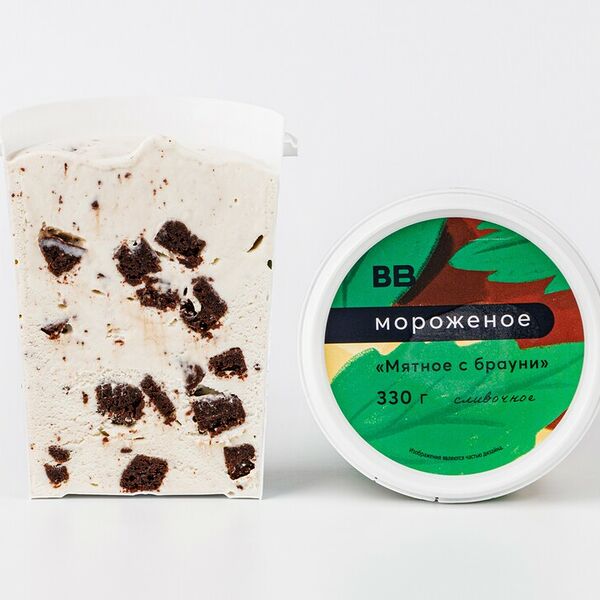 Мороженое сливочное Мятное с Брауни