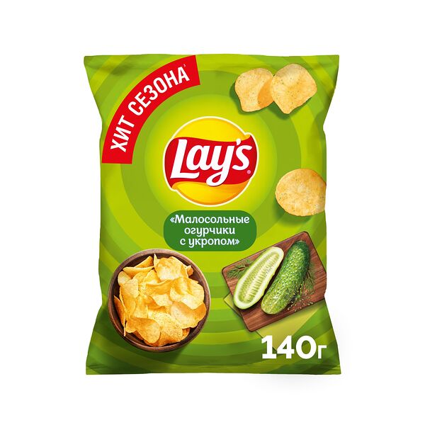 Чипсы картофельные Lay's Малосольные огурчики с укропом 140г
