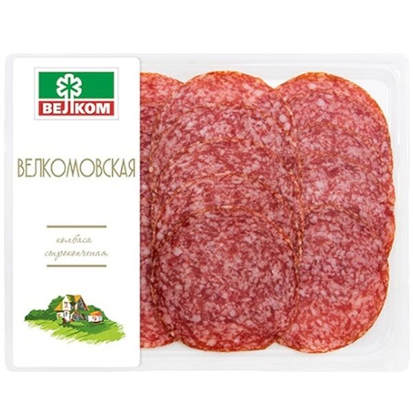 Колбаса сырокопченая Велком Велкомовская полусухая нарезка 90г