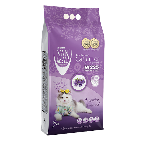 Van Cat Наполнитель для кошачьих туалетов, комкующийся, с ароматом лаванды 5 кг