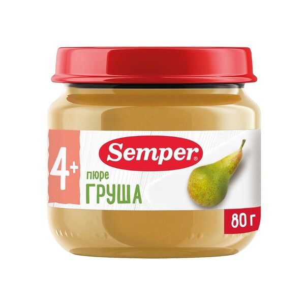 Пюре Semper груша с 4 месяцев 80 г