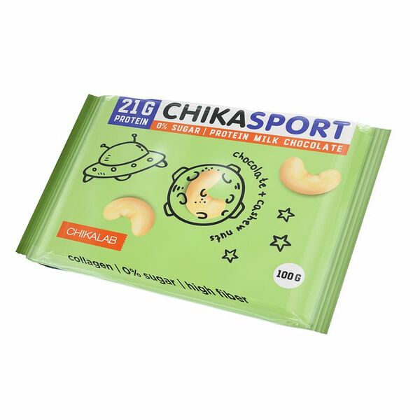 Молочный шоколад Chikalab Chika Sport протеиновый с кешью 100 г