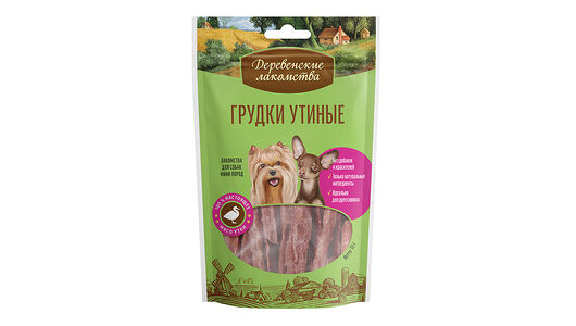Лакомство для собак Деревенские лакомства Грудки утиные, 55 г