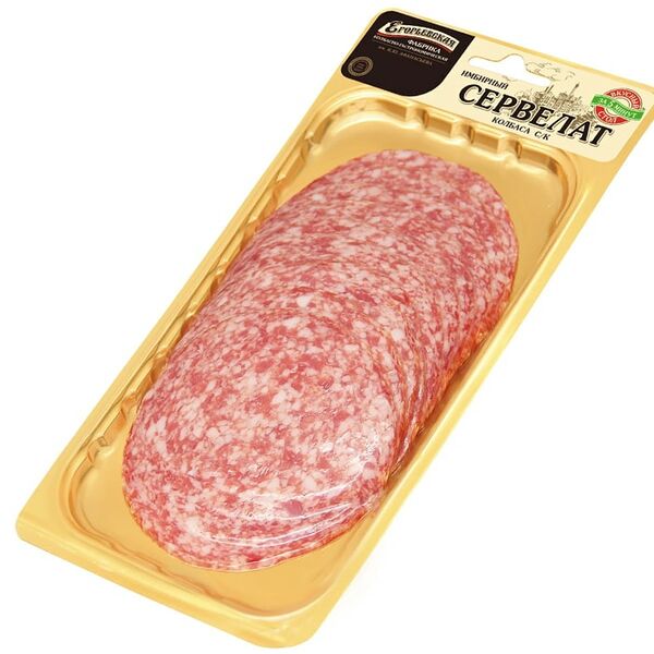 Колбаса Егорьевская КГФ сырокопченая Сервелат Имбирный нарезка 100г